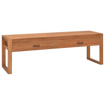 Mueble De Tv Madera Maciza De Teca 120x40x45 Cm Marrón