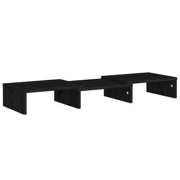 Soporte De Monitor Madera Maciza De Pino Negro 60x24x10,5 Cm