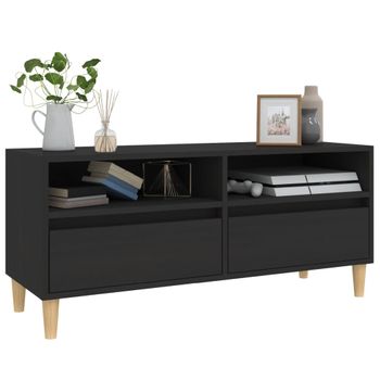 Mueble De Tv Madera Contrachapada Negro 100x34,5x44,5 Cm