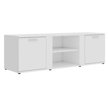 Mueble Tv Madera Contrachapada Blanco Brillante 120x34x37 Cm