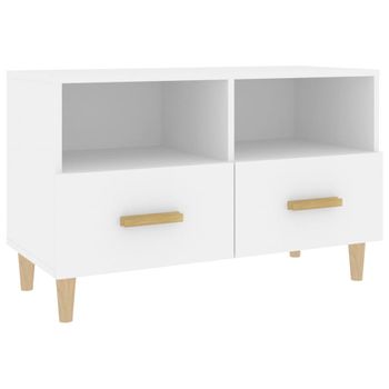 Mueble Para Tv Madera Contrachapada Blanco 80x36x50 Cm