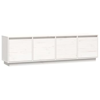 Mueble De Tv Madera Maciza De Pino Blanco 156x37x45 Cm