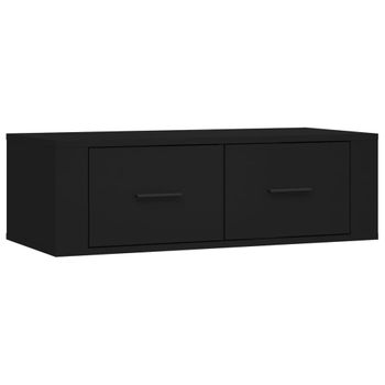 Mueble De Tv Colgante Madera Contrachapada Negro 80x36x25 Cm