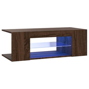 Mueble De Tv Con Luces Led Color Roble Marrón 90x39x30 Cm