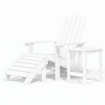 Silla De Jardín Adirondack Con Reposapiés Y Mesa Hdpe Blanco