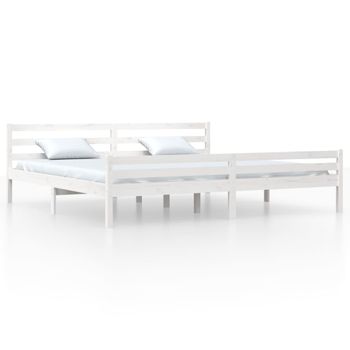 Estructura De Cama Madera Maciza Blanco 200x200 Cm