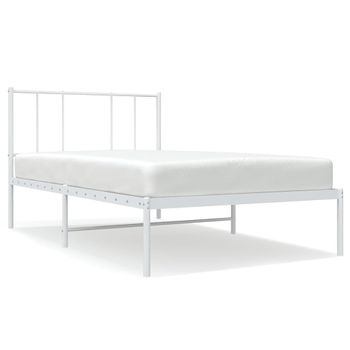 Estructura De Cama De Metal Con Cabecero Blanco 90x200 Cm