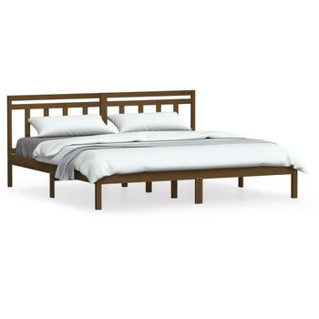 Estructura De Cama Madera Maciza De Pino Marrón Miel 200x200 Cm