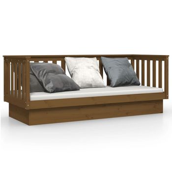 Sofá Cama De Madera Maciza De Pino Marrón Miel 90x190 Cm