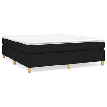 Cama Box Spring Con Colchón Tela Negro 180x200 Cm