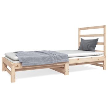 Sofá Cama Extraíble Madera Maciza De Pino 2x(90x190) Cm Marrón