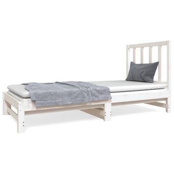 Sofá Cama Extraíble Madera Maciza De Pino Blanco 2x(90x190) Cm