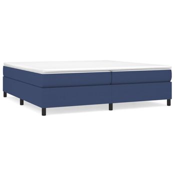 Estructura De Cama Box Spring Tela Azul 200x200 Cm