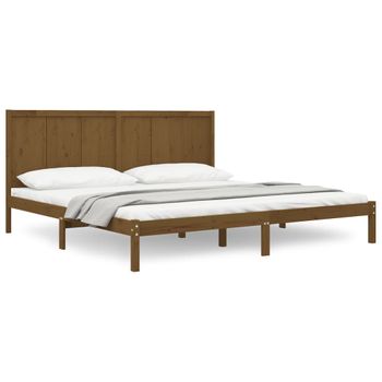 Estructura De Cama Madera Maciza De Pino Marrón Miel 200x200 Cm