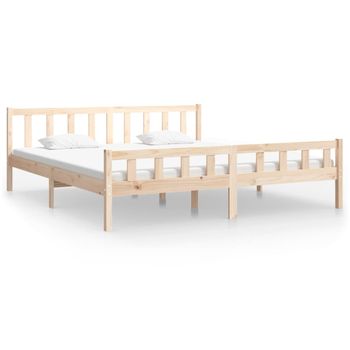 Estructura De Cama Madera Maciza 180x200 Cm Marrón