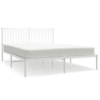 Estructura De Cama Con Cabecero Metal Blanca 160x200 Cm