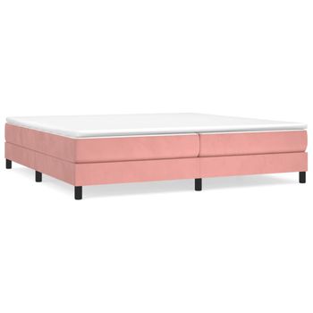 Cama Box Spring Con Colchón Terciopelo Rosa 200x200 Cm