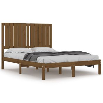 Estructura De Cama Madera Maciza De Pino Marrón Miel 120x200 Cm