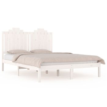 Estructura De Cama Madera Maciza De Pino Blanco 120x200 Cm