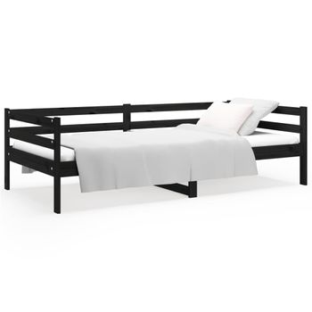 Sofá Cama De Madera Maciza De Pino Negro 80x200 Cm