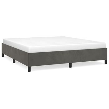 Estructura De Cama De Terciopelo Gris Oscuro 160x200 Cm