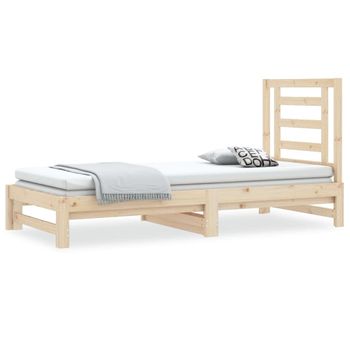 Sofá Cama Extraíble Madera Maciza De Pino 2x(90x200) Cm Marrón