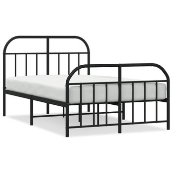 Estructura De Cama Cabecero Y Pie De Cama Metal Negro 120x200cm