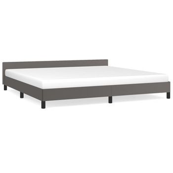 Estructura De Cama Con Cabecero Cuero Sintético Gris 200x200 Cm