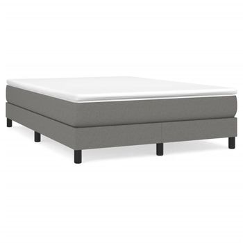 Estructura De Cama Box Spring Tela Gris Oscuro 140x190 Cm