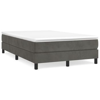 Cama Box Spring Con Colchón Terciopelo Gris Oscuro 120x200 Cm