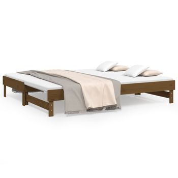 Sofá Cama Extraíble Madera De Pino Marrón Miel 2x(80x200) Cm