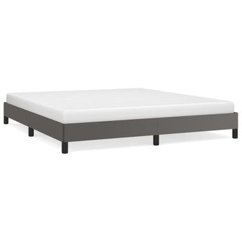 Estructura De Cama De Cuero Sintético Gris 160x200 Cm