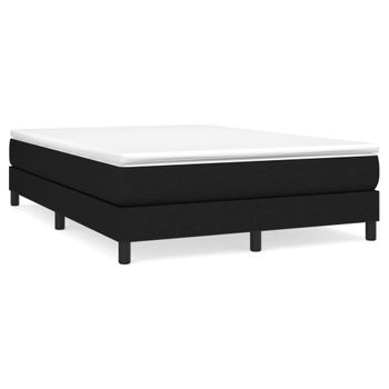 Cama Box Spring Con Colchón Tela Negro 140x190 Cm