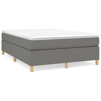 Estructura De Cama Box Spring Tela Gris Oscuro 140x200 Cm