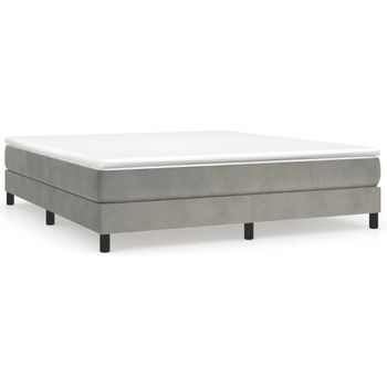 Estructura De Cama Box Spring Terciopelo Gris Claro 160x200 Cm