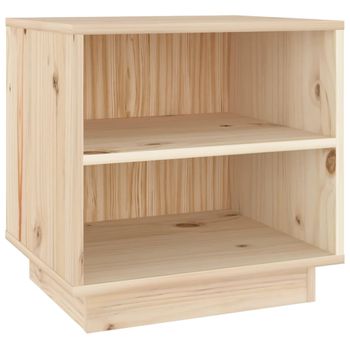 Mesita De Noche De Madera Maciza De Pino 40x34x40 Cm Marrón