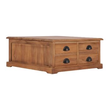 Mesa De Centro De Madera De Teca Maciza 68x68x30 Cm Marrón