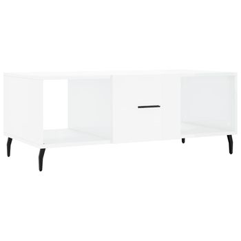 Mesa De Centro Madera Contrachapada Blanco Brillo 102x50x40 Cm