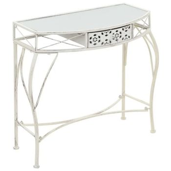 Mesa Auxiliar Estilo Francés Metal 82x39x76 Cm Blanca