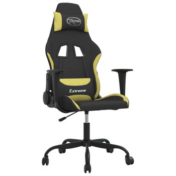 Silla Gaming De Masaje Tela Negro Y Verde Claro