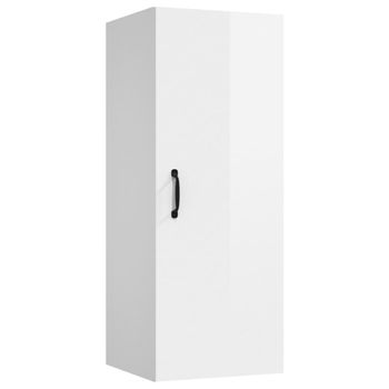 Armario De Pared Colgante Madera Blanco Brillante 34,5x34x90 Cm