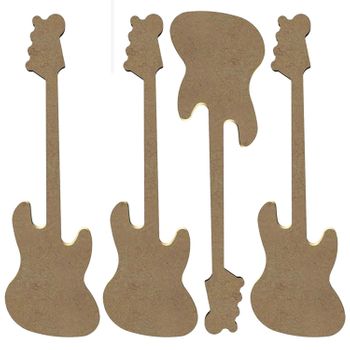4 Guitarras De Madera Mdf Para Decorar - 15 Cm