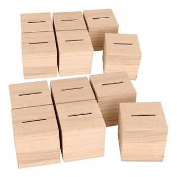 12 Huchas De Madera Cuadradas 6 X 6 X 6 Cm