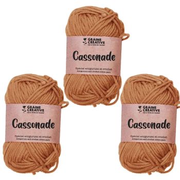 3 Hilos De Algodón Para Crochet 55 M - Caramelo