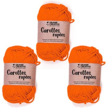 3 Hilos De Algodón Para Crochet 55 M - Naranja