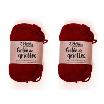 2 Hilos De Algodón Para Crochet 55 M - Rojo Burdeos