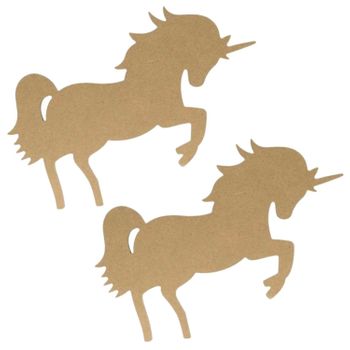 2 Siluetas De Madera Mdf Unicornio 25,5 Cm