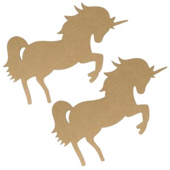 2 Siluetas De Madera Mdf Unicornio 15 Cm