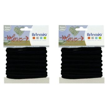 2 Hilos Para Tejer 5 Mm X 5 M - Negro