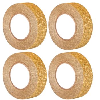 4 Masking Tapes Con Brillo De 5 M X 1,5 Cm - Oro